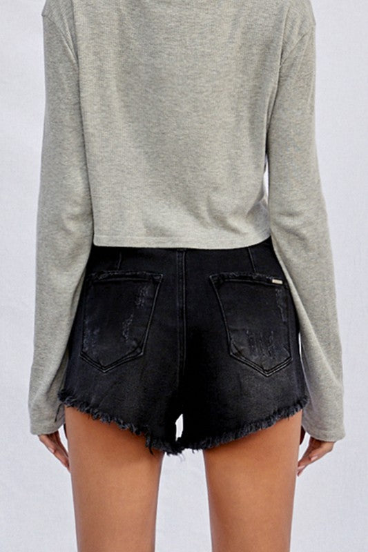 Black High Waisted Casual Shorts