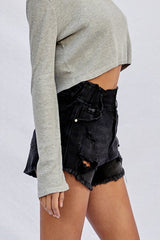 Black High Waisted Casual Shorts