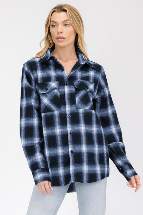 Boyfriend Fit Checker Plaid Flannel Long Sleeve king-general-store-5710.myshopify.com