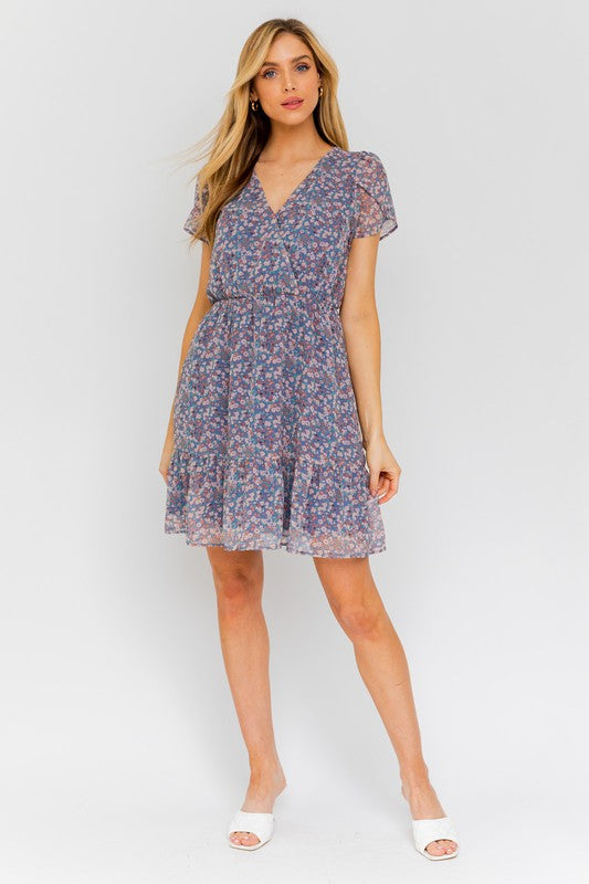 Puff Sleeve Faux Wrap Mini Dress With Ruffle king-general-store-5710.myshopify.com