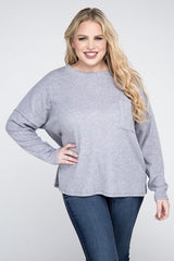 Plus Ribbed Brushed Melange Hacci Sweater king-general-store-5710.myshopify.com