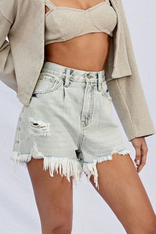 High Rise Button Up Shorts