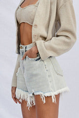 High Rise Button Up Shorts