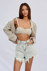 High Rise Button Up Shorts