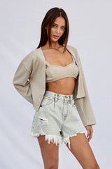 High Rise Button Up Shorts