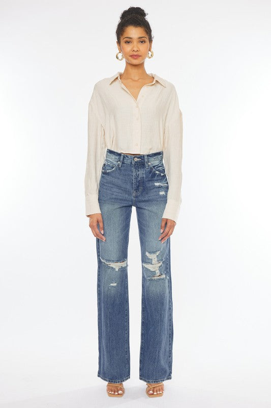 Ultra High-Rise Distressed 90s Flare Jeans king-general-store-5710.myshopify.com