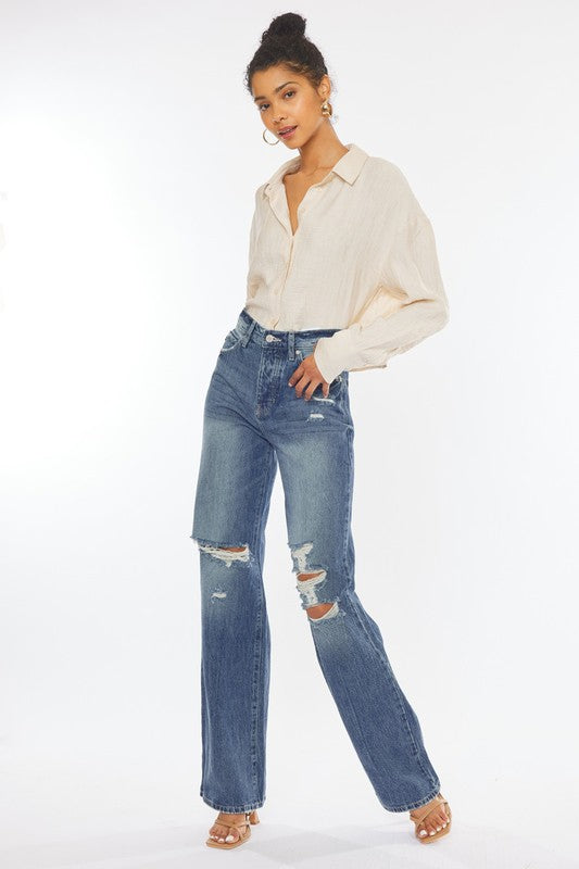 Ultra High-Rise Distressed 90s Flare Jeans king-general-store-5710.myshopify.com