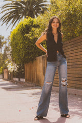 Ultra High-Rise Distressed 90s Flare Jeans king-general-store-5710.myshopify.com