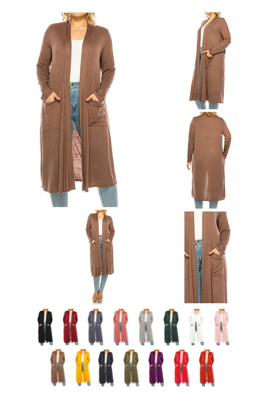 Plus Size Solid Color Duster Cardigan king-general-store-5710.myshopify.com