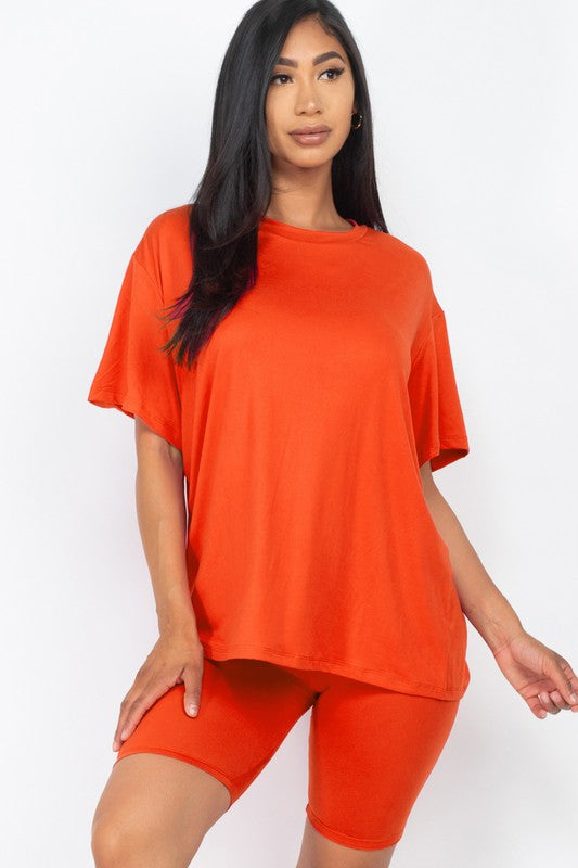 Loose Fit Oversize Top & Bike Shorts Set king-general-store-5710.myshopify.com