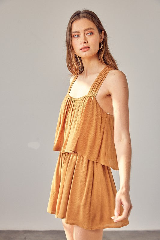 Shirring Detail Chic Sleeveless Romper