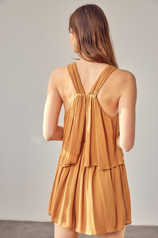 Shirring Detail Chic Sleeveless Romper