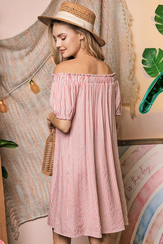 Off The Shoulder Mini Dress with CF Button Detail king-general-store-5710.myshopify.com