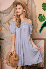 Off The Shoulder Mini Dress with CF Button Detail king-general-store-5710.myshopify.com