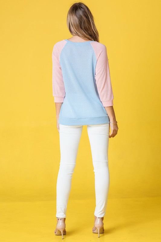 Waffle Knit Two Tone Tunic