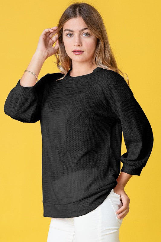 Plus Solid Waffle Knit Top king-general-store-5710.myshopify.com