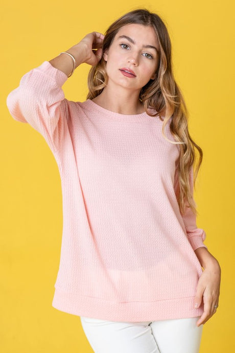 Plus Solid Waffle Knit Top king-general-store-5710.myshopify.com