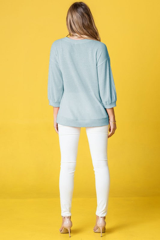 Plus Solid Waffle Knit Top king-general-store-5710.myshopify.com