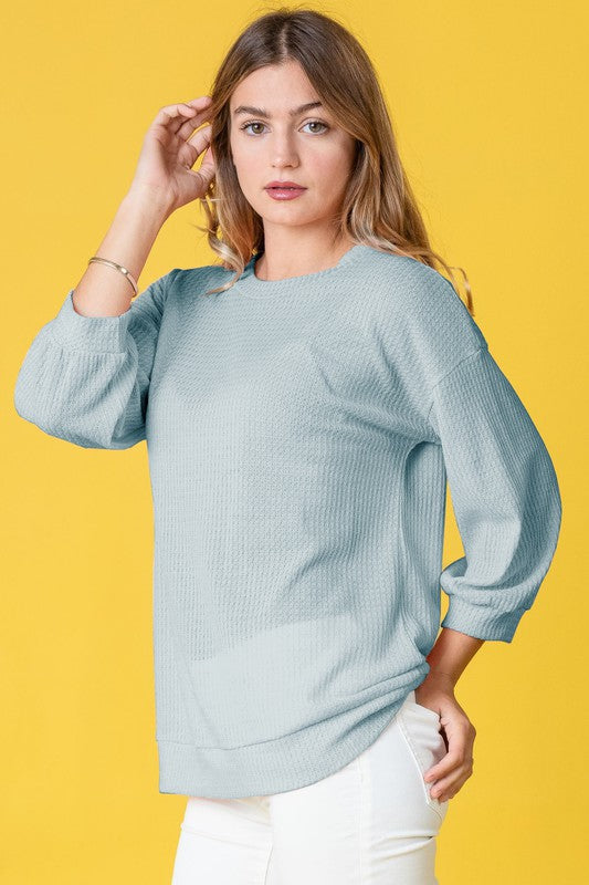 Plus Solid Waffle Knit Top king-general-store-5710.myshopify.com