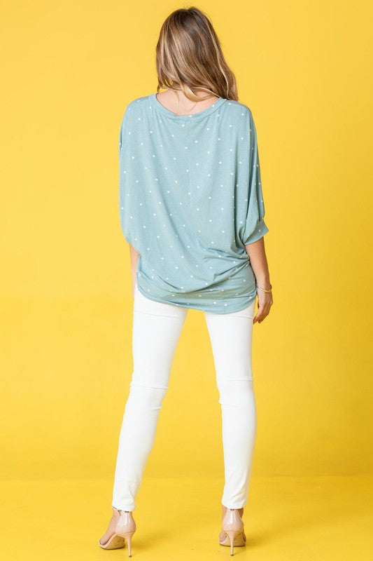 Polka Dot Dolman Tunic Top