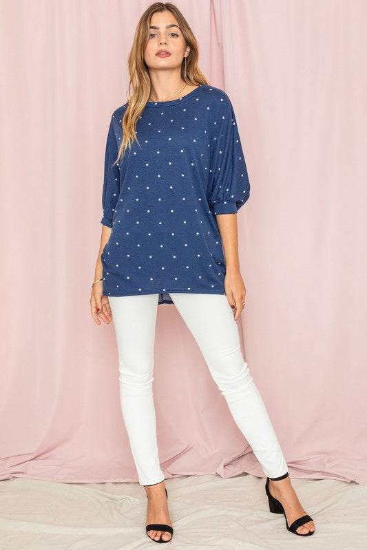 Polka Dot Dolman Tunic Top