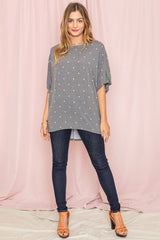 Polka Dot Dolman Tunic Top