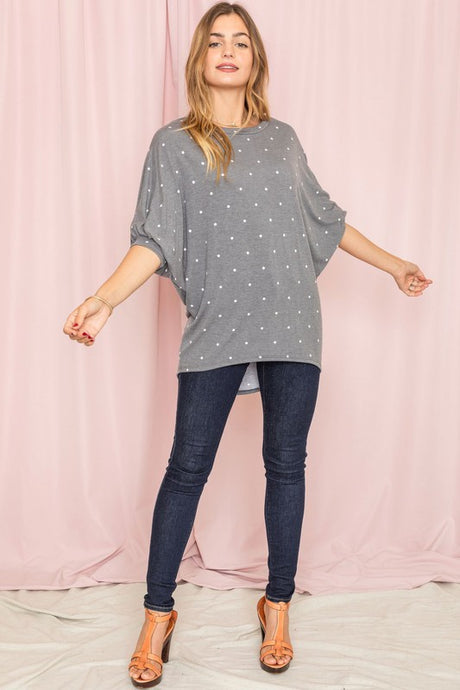 Polka Dot Dolman Tunic Top