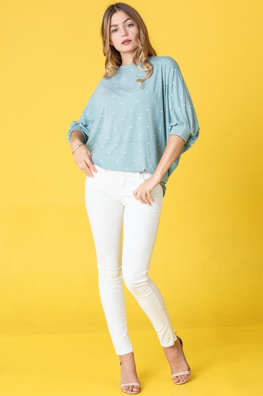 Polka Dot Dolman Tunic Top