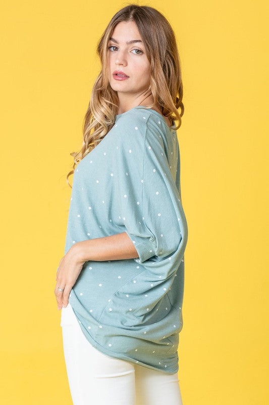 Polka Dot Dolman Tunic Top