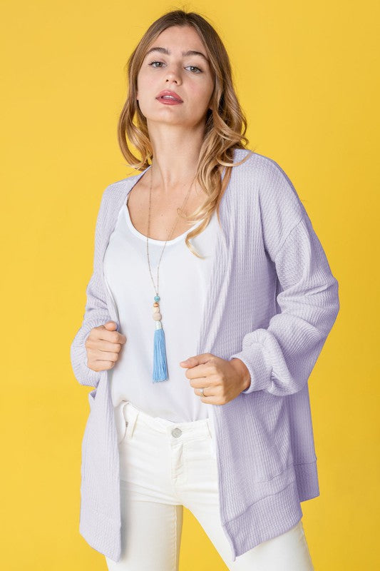 Solid Waffle Knit Cardigan king-general-store-5710.myshopify.com