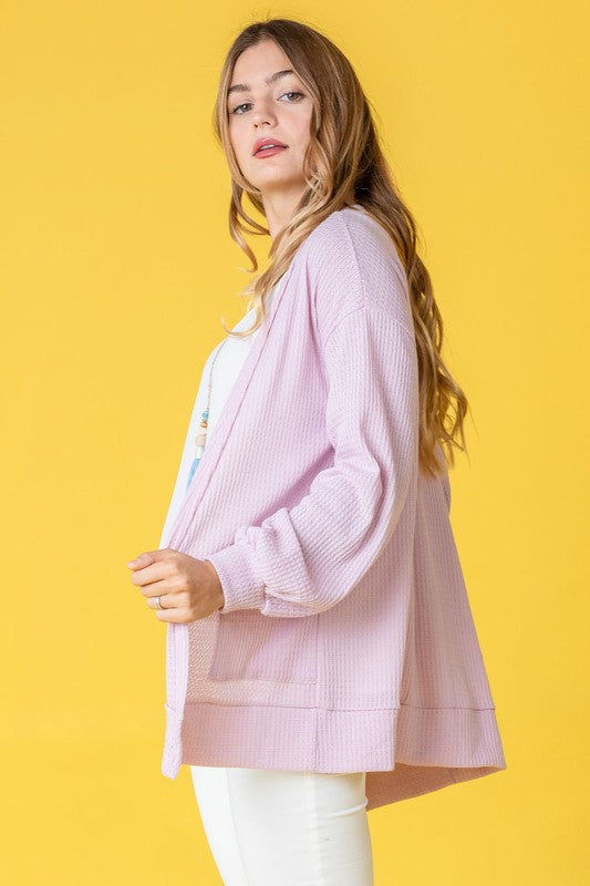 Solid Waffle Knit Cardigan king-general-store-5710.myshopify.com