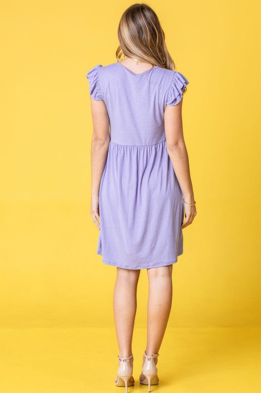 Solid Ruffle Cap Sleeve Midi Dress king-general-store-5710.myshopify.com