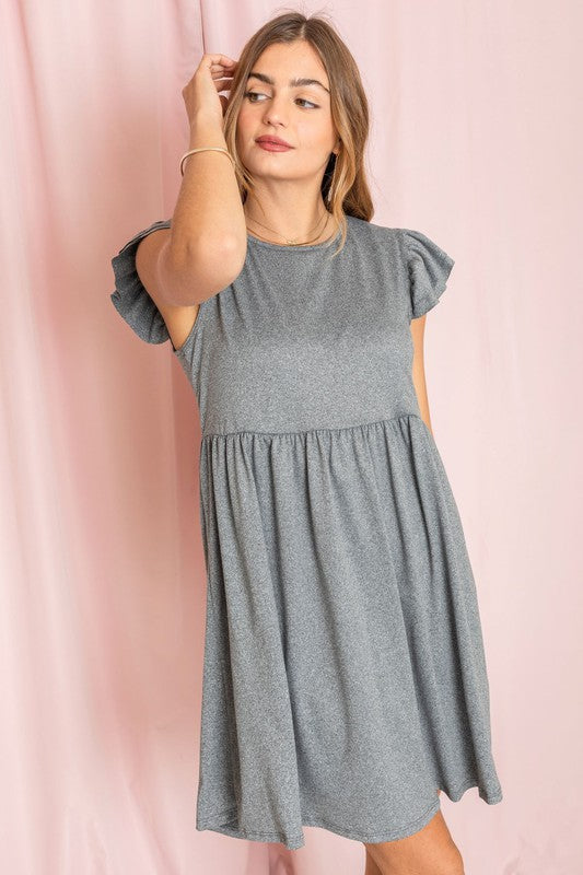 Solid Ruffle Cap Sleeve Midi Dress king-general-store-5710.myshopify.com