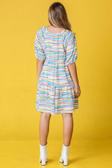 Multi Color Stripe Tiered Dress