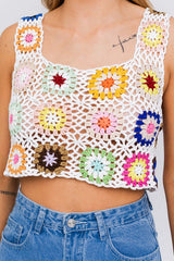 Sleeveless Multi Floral Crochet Top