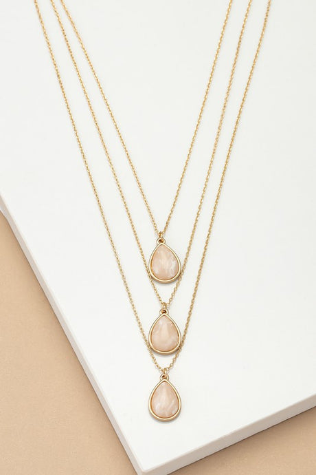 Three Layer Teardrop Stone Pendant Necklace king-general-store-5710.myshopify.com