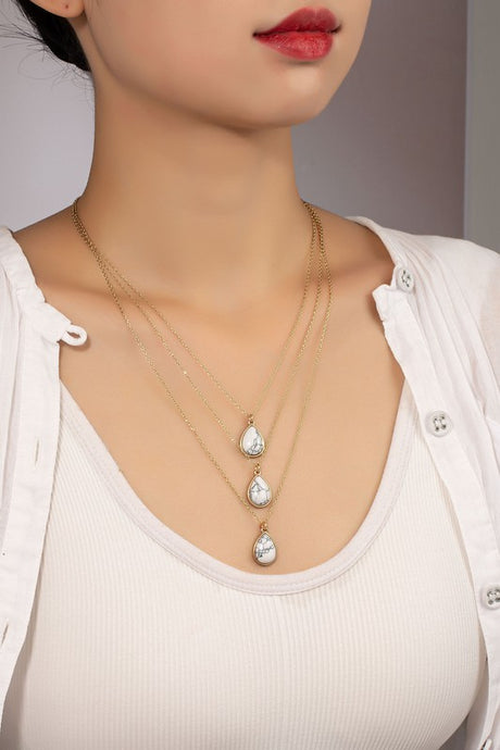 Three Layer Teardrop Stone Pendant Necklace king-general-store-5710.myshopify.com