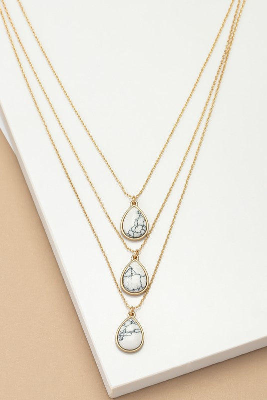 Three Layer Teardrop Stone Pendant Necklace king-general-store-5710.myshopify.com