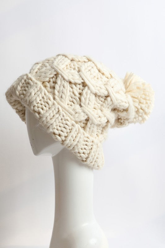 Oversized Chunky Knit Pom Beanie king-general-store-5710.myshopify.com