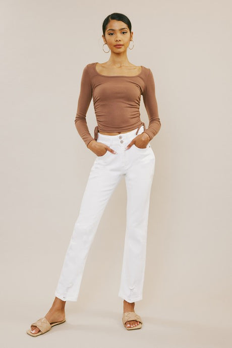 White High Rise Slim Straight Jeans king-general-store-5710.myshopify.com