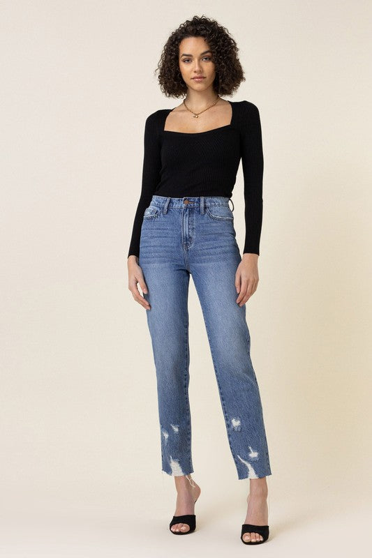 High Waisted Straight Leg Jeans king-general-store-5710.myshopify.com