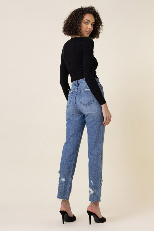 High Waisted Straight Leg Jeans king-general-store-5710.myshopify.com