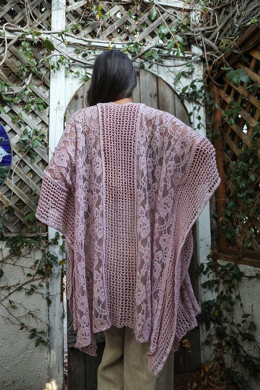 Floral Lace Textured Kimono king-general-store-5710.myshopify.com