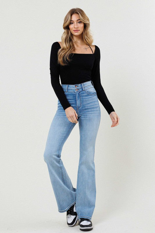 Light Wash High-Waisted Flare Jeans king-general-store-5710.myshopify.com