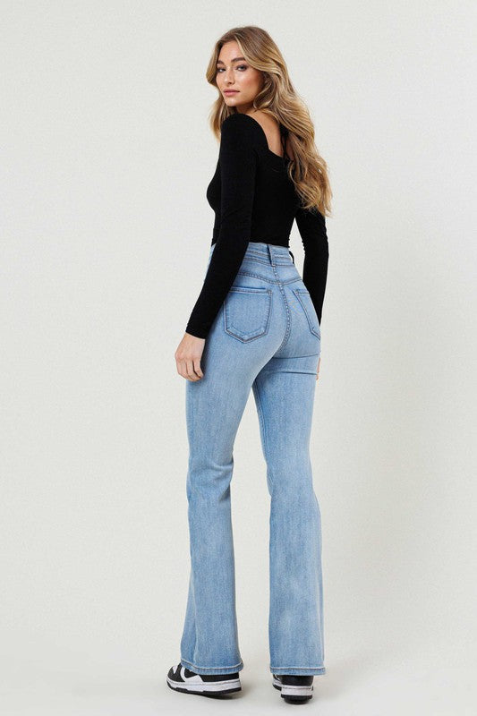Light Wash High-Waisted Flare Jeans king-general-store-5710.myshopify.com