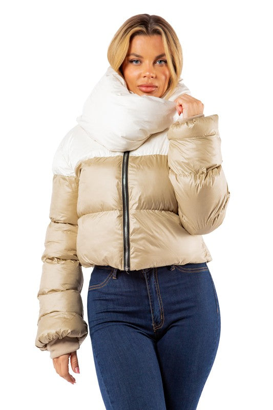 White Multi Sexy Puffer Jacket king-general-store-5710.myshopify.com