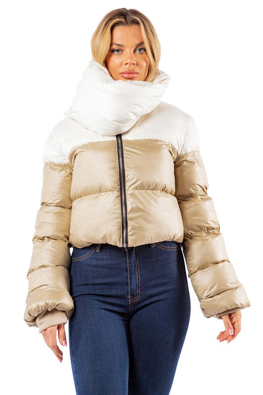 White Multi Sexy Puffer Jacket king-general-store-5710.myshopify.com