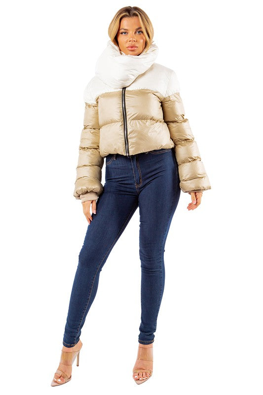 White Multi Sexy Puffer Jacket king-general-store-5710.myshopify.com