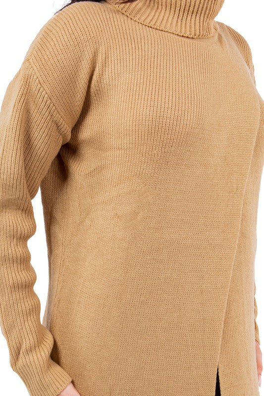 Khaki Turtleneck Long Maxi Sweater king-general-store-5710.myshopify.com