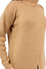 Khaki Turtleneck Long Maxi Sweater king-general-store-5710.myshopify.com